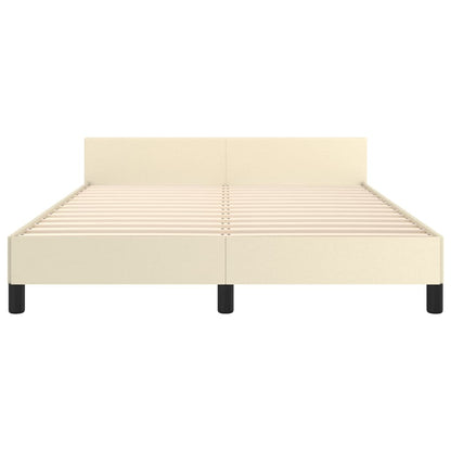 Estrutura de cama c/ cabeceira couro artificial 140x200cm creme