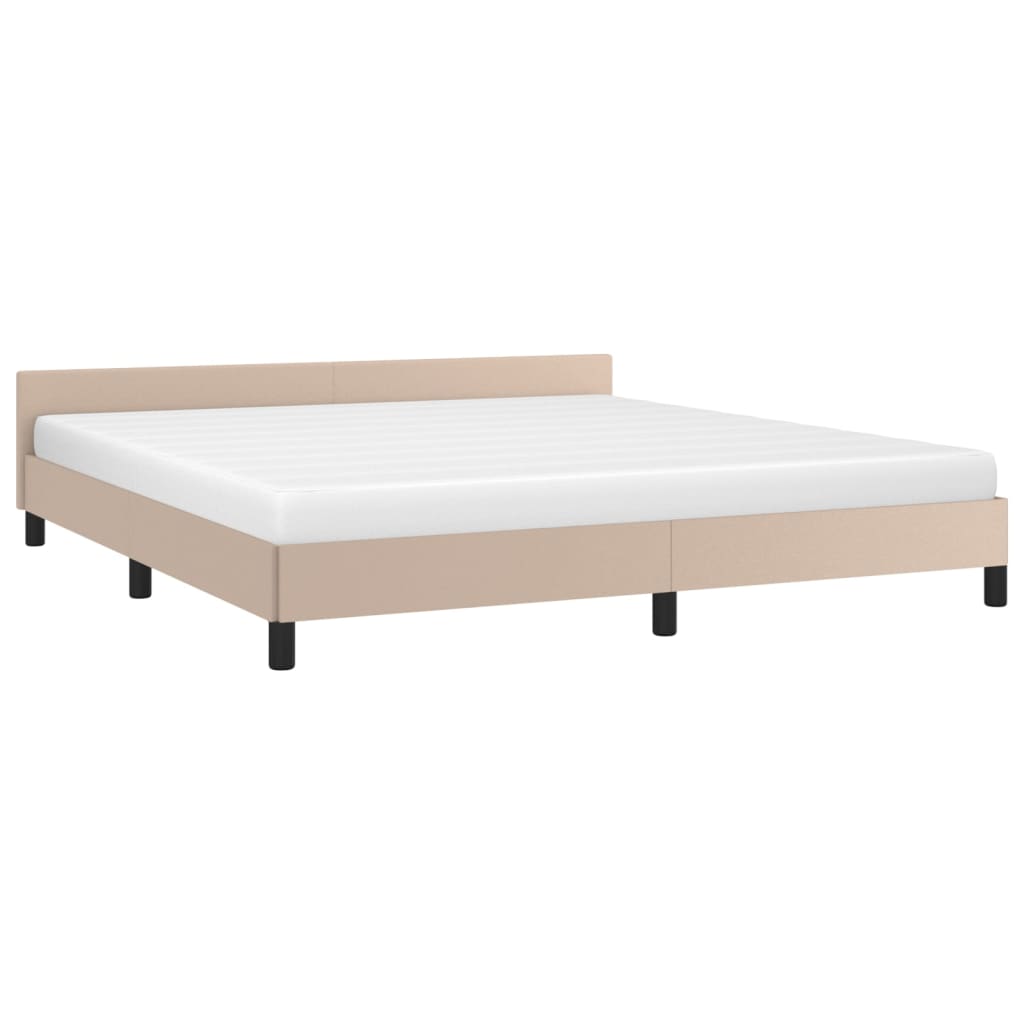 Estrutura cama cabeceira 160x200 cm couro artificial cappuccino