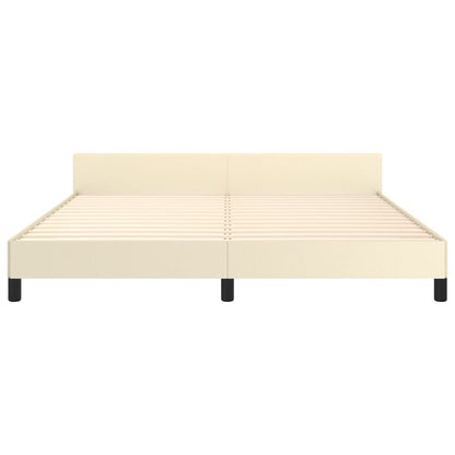 Estrutura de cama c/ cabeceira couro artificial 180x200cm creme