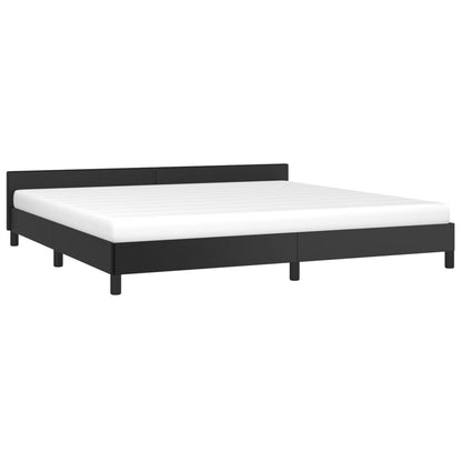 Estrutura cama c/ cabeceira 200x200 cm couro artificial preto