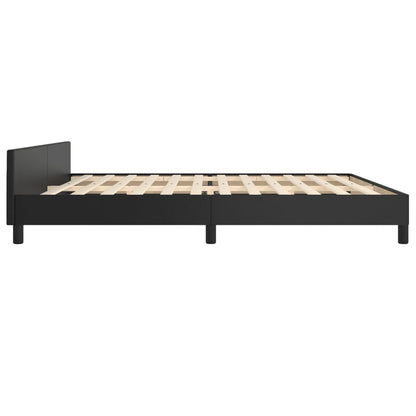 Estrutura cama c/ cabeceira 200x200 cm couro artificial preto