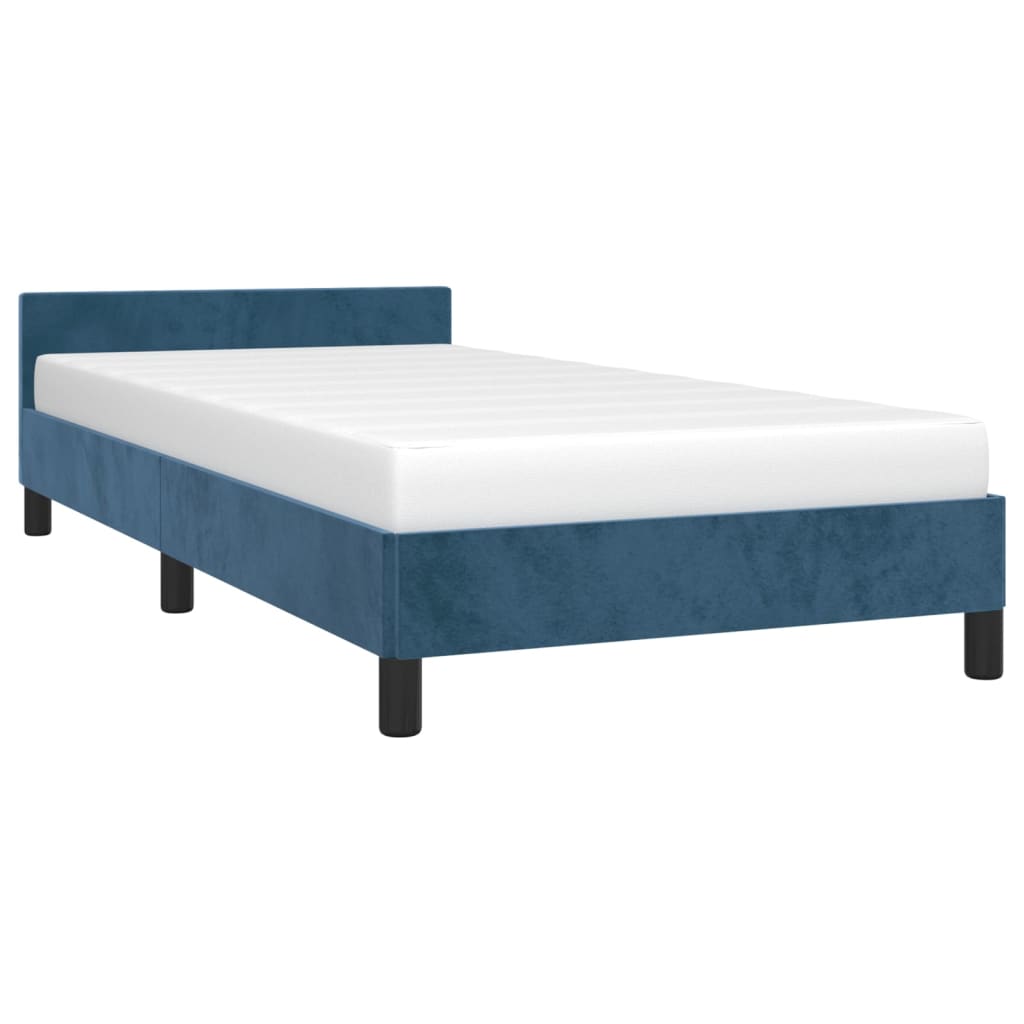 Estrutura de cama c/ cabeceira 80x200 cm veludo azul-escuro