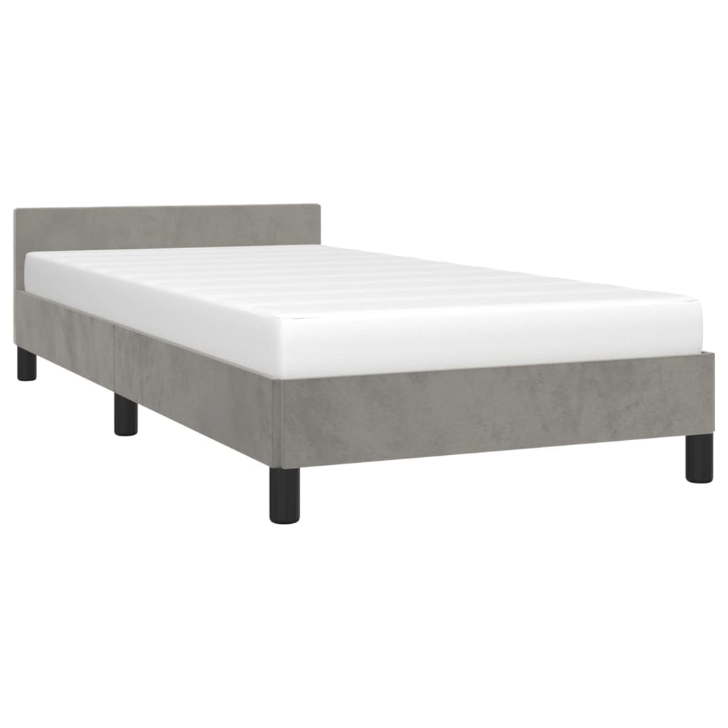 Estrutura de cama c/ cabeceira 90x190 cm veludo cinzento-claro