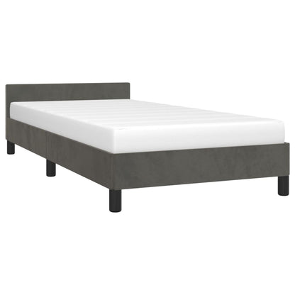 Estrutura de cama c/ cabeceira 90x190 cm veludo cinzento-escuro