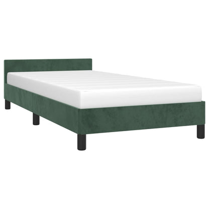 Estrutura de cama c/ cabeceira 90x190 cm veludo verde-escuro