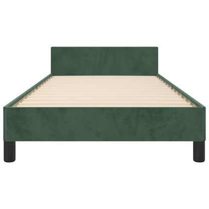 Estrutura de cama c/ cabeceira 90x190 cm veludo verde-escuro