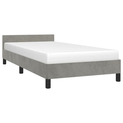 Estrutura de cama c/ cabeceira 90x200 cm veludo cinzento-claro