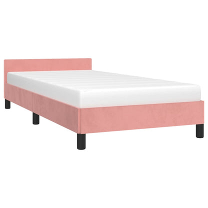 Estrutura de cama c/ cabeceira 90x200 cm veludo rosa