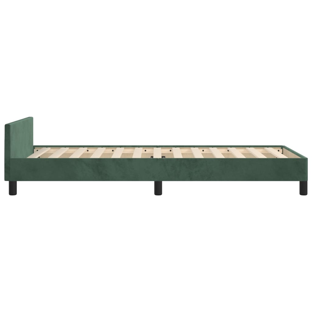 Estrutura de cama c/ cabeceira 100x200 cm veludo verde-escuro