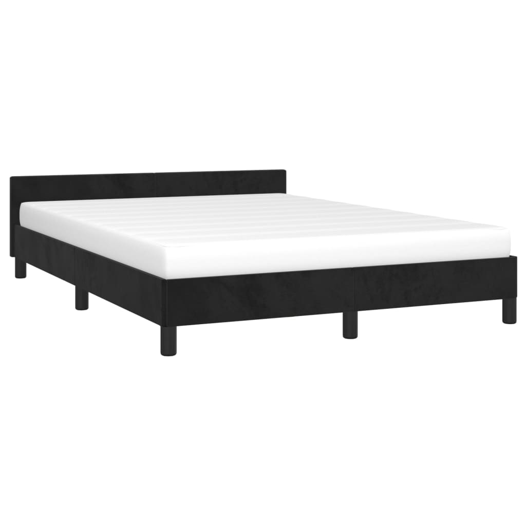 Estrutura de cama c/ cabeceira 140x190 cm veludo preto