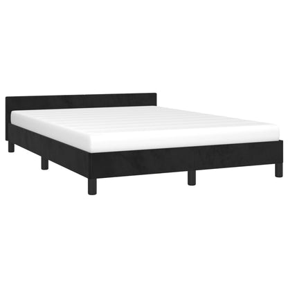 Estrutura de cama c/ cabeceira 140x190 cm veludo preto