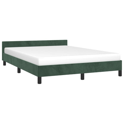 Estrutura de cama c/ cabeceira 140x190 cm veludo verde-escuro