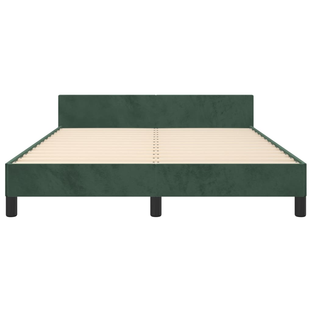 Estrutura de cama c/ cabeceira 140x190 cm veludo verde-escuro