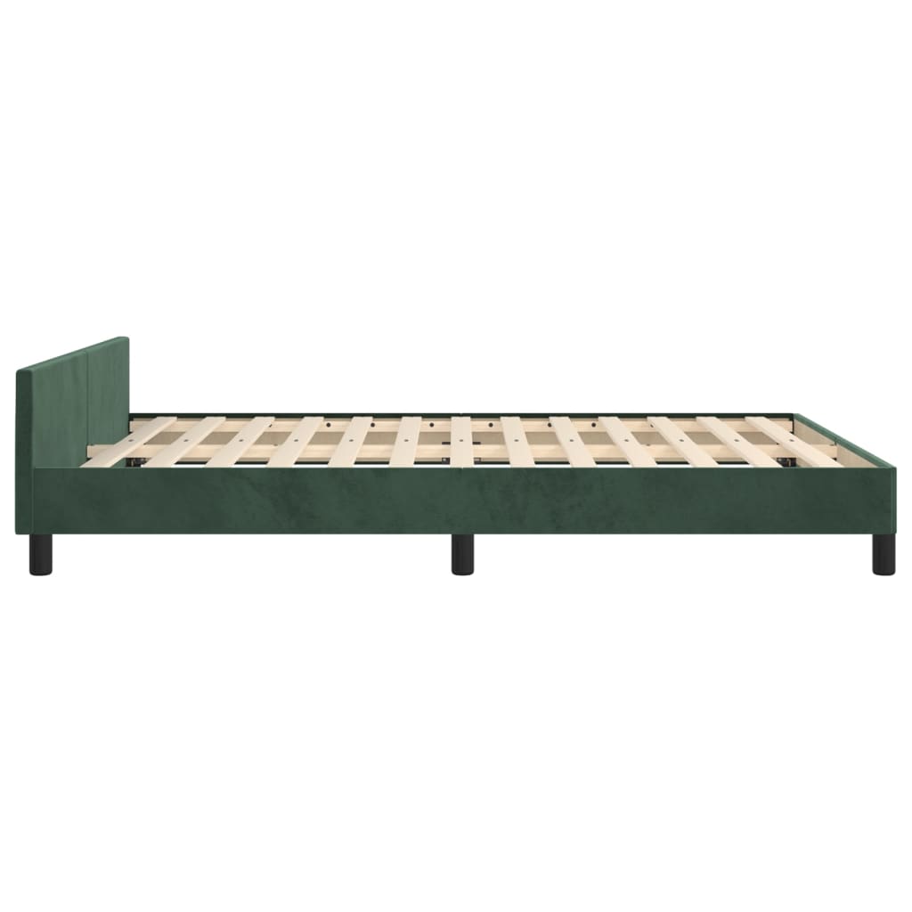 Estrutura de cama c/ cabeceira 140x190 cm veludo verde-escuro