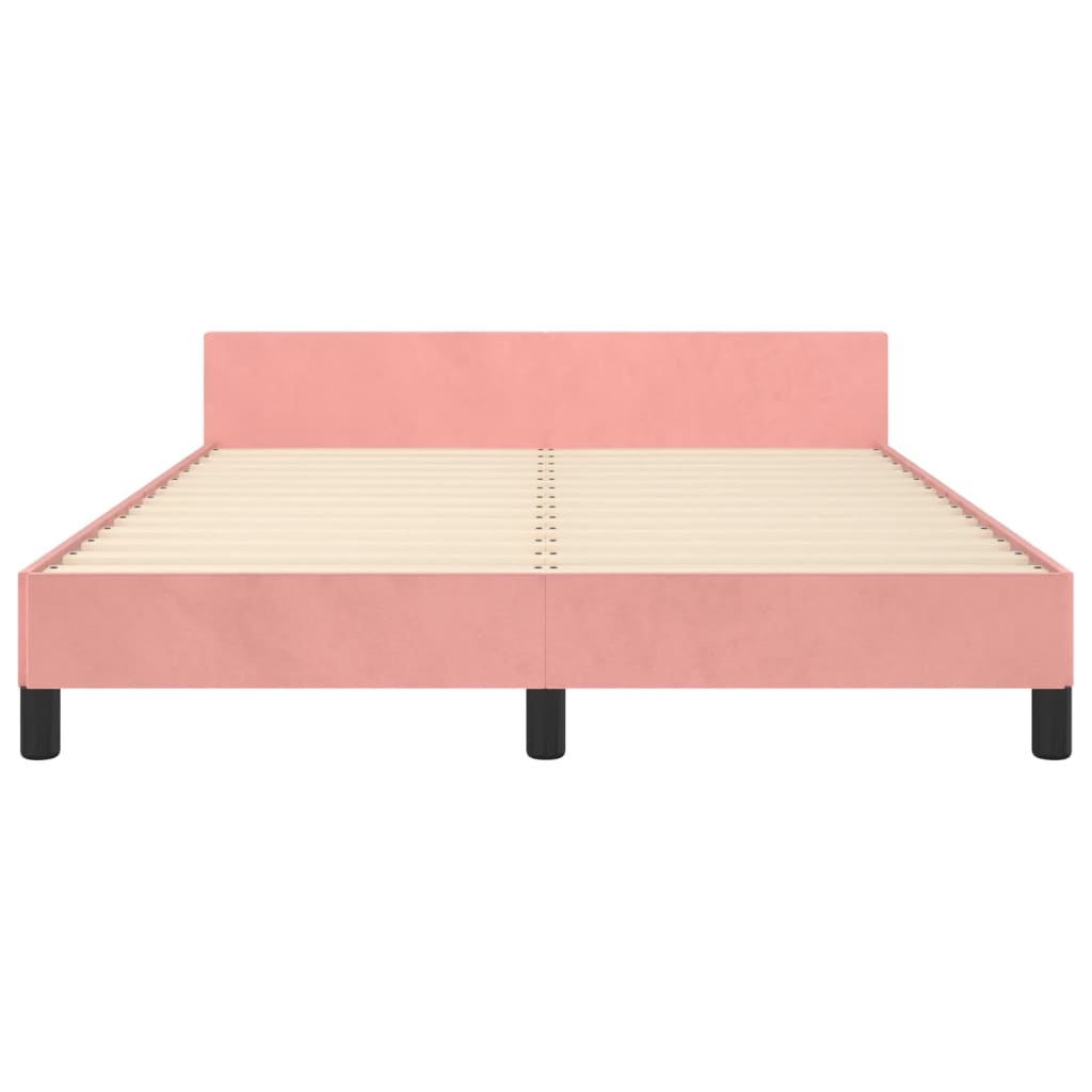 Estrutura de cama c/ cabeceira 140x190 cm veludo rosa