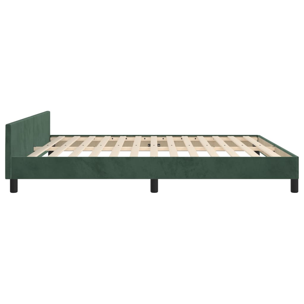 Estrutura de cama c/ cabeceira 160x200 cm veludo verde-escuro