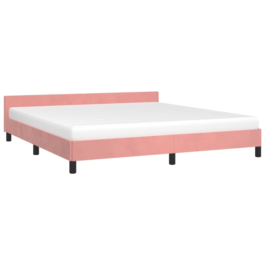 Estrutura de cama c/ cabeceira 160x200 cm veludo rosa