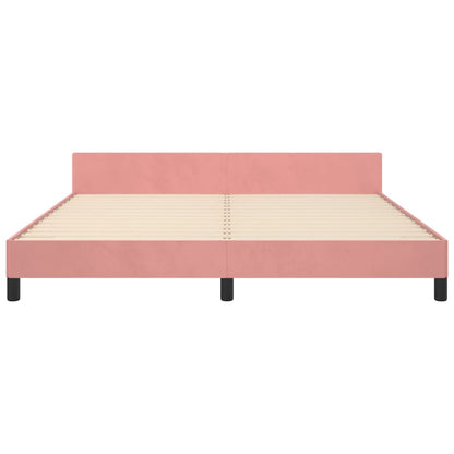 Estrutura de cama c/ cabeceira 160x200 cm veludo rosa