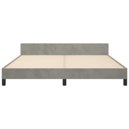 Estrutura de cama c/ cabeceira 180x200 cm veludo cinzento-claro