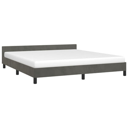 Estrutura de cama c/ cabeceira 180x200cm veludo cinzento-escuro