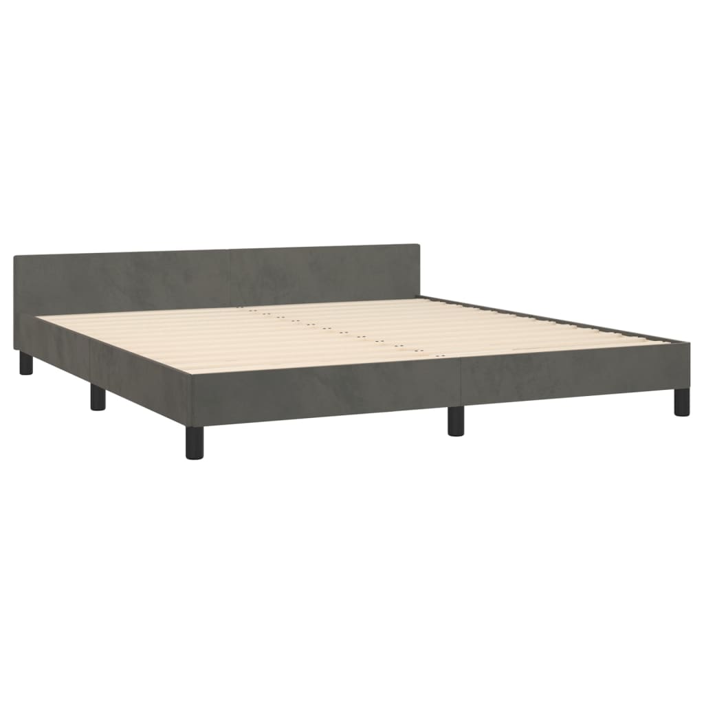 Estrutura de cama c/ cabeceira 180x200cm veludo cinzento-escuro