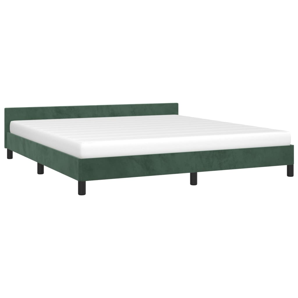 Estrutura de cama c/ cabeceira 180x200 cm veludo verde-escuro