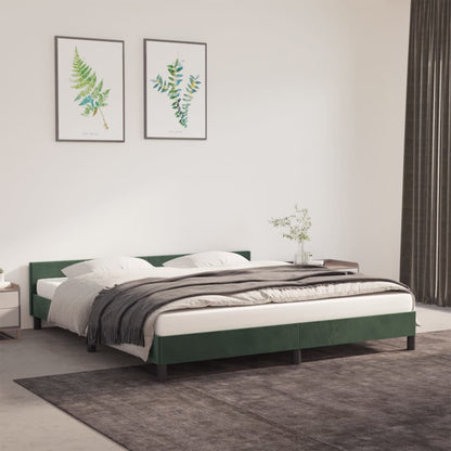 Estrutura de cama c/ cabeceira 180x200 cm veludo verde-escuro