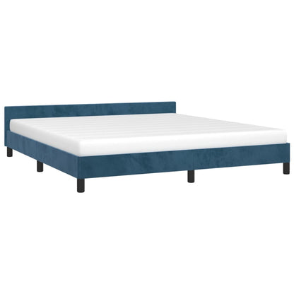 Estrutura de cama c/ cabeceira 180x200 cm veludo azul-escuro