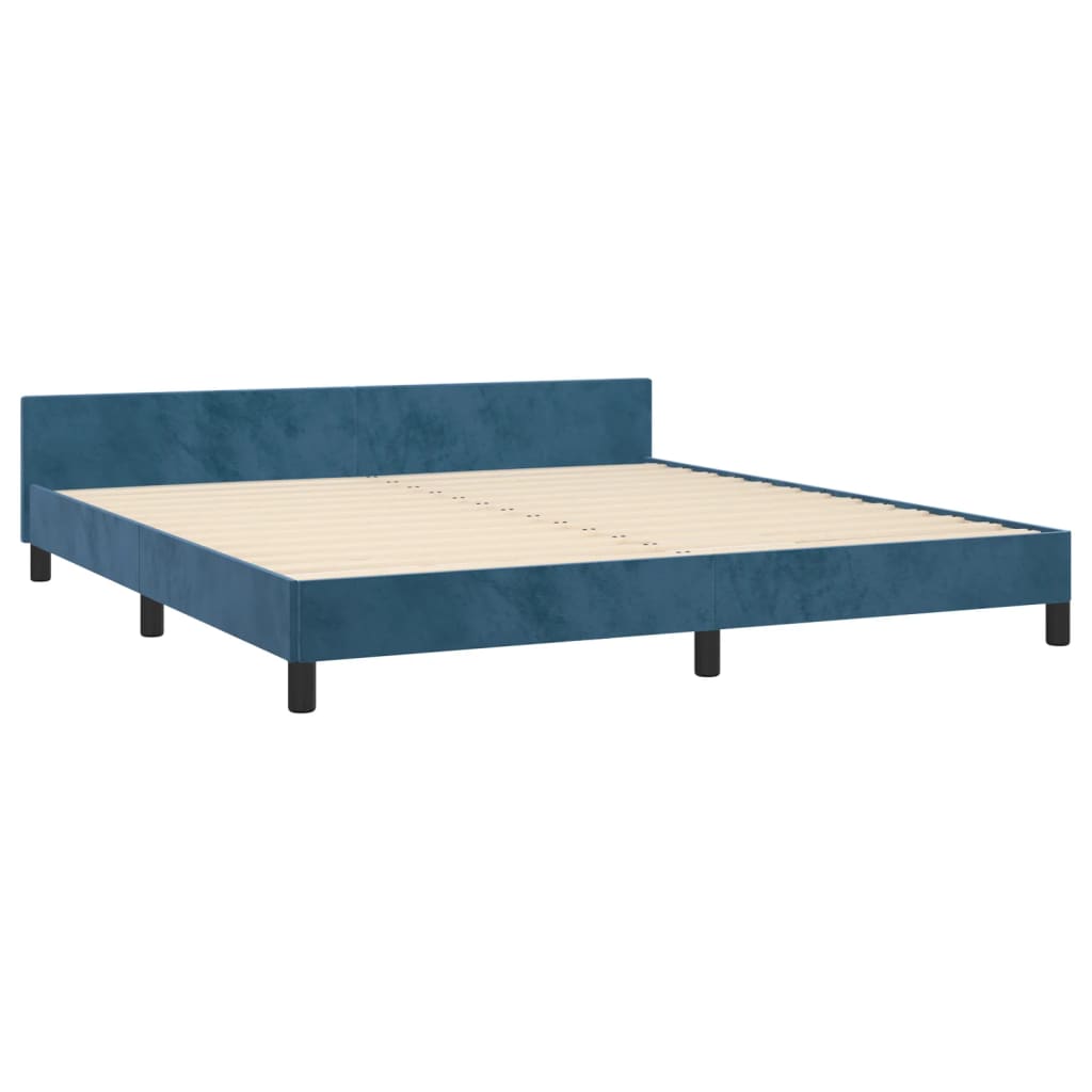 Estrutura de cama c/ cabeceira 180x200 cm veludo azul-escuro