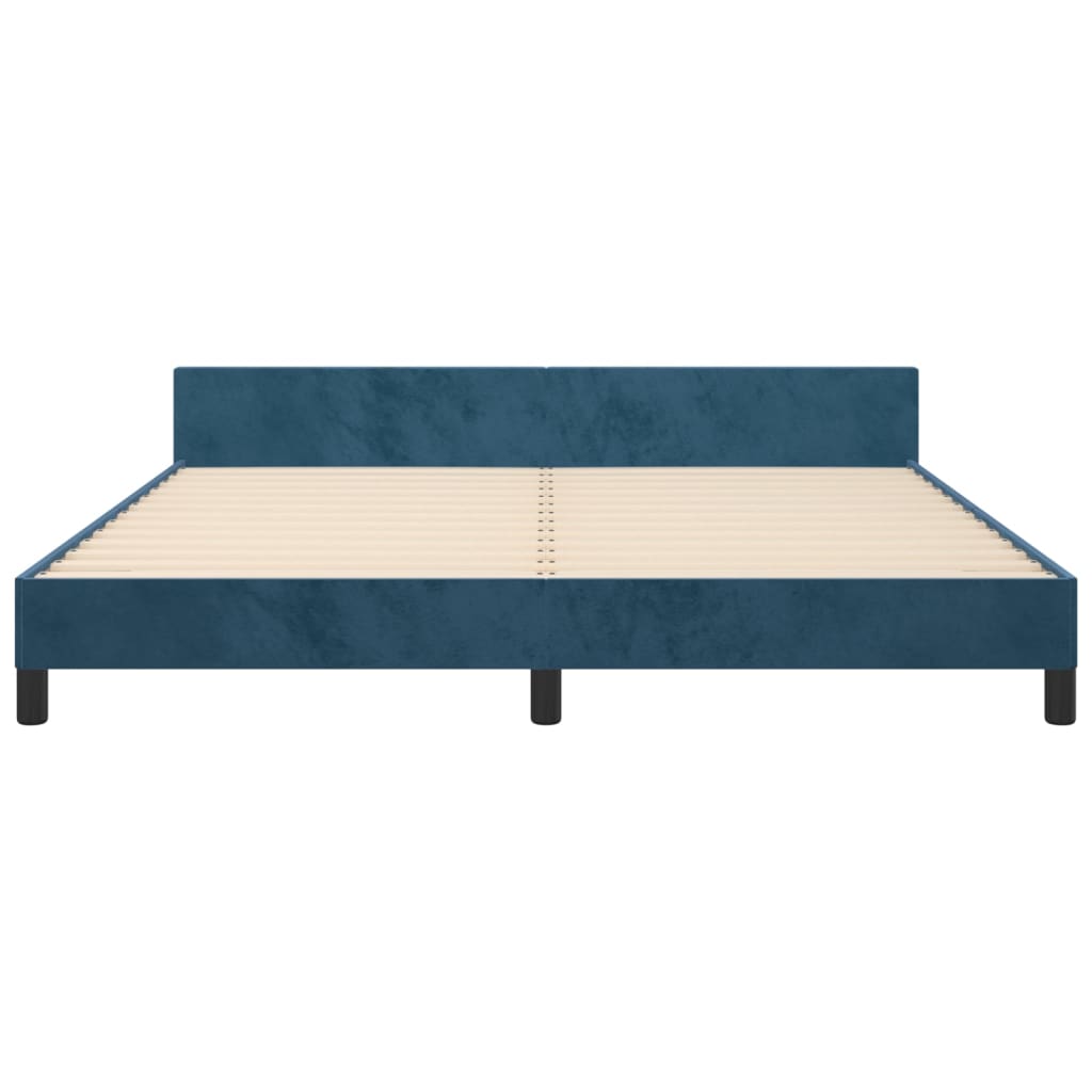 Estrutura de cama c/ cabeceira 180x200 cm veludo azul-escuro