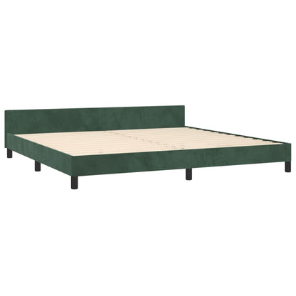 Estrutura de cama c/ cabeceira 200x200 cm veludo verde-escuro