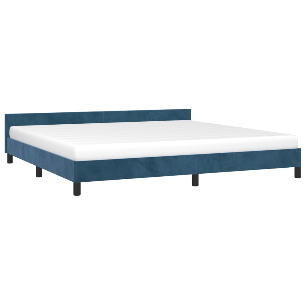 Estrutura de cama c/ cabeceira 200x200 cm veludo azul-escuro