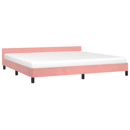 Estrutura de cama c/ cabeceira 200x200 cm veludo rosa