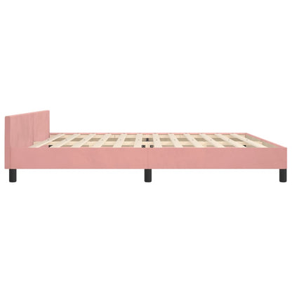 Estrutura de cama c/ cabeceira 200x200 cm veludo rosa