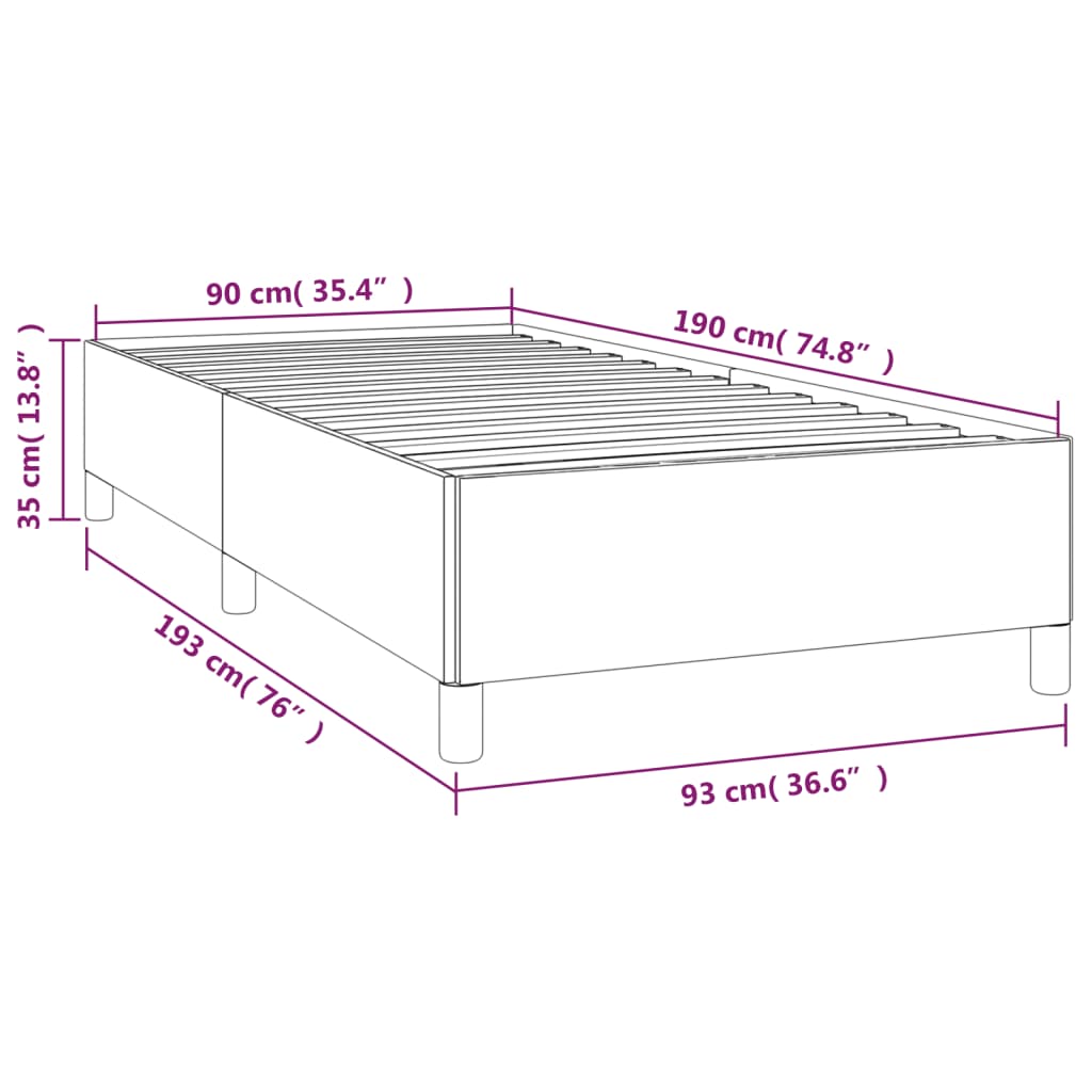 Estrutura de cama de solteiro 90x190 cm tecido cinzento-escuro