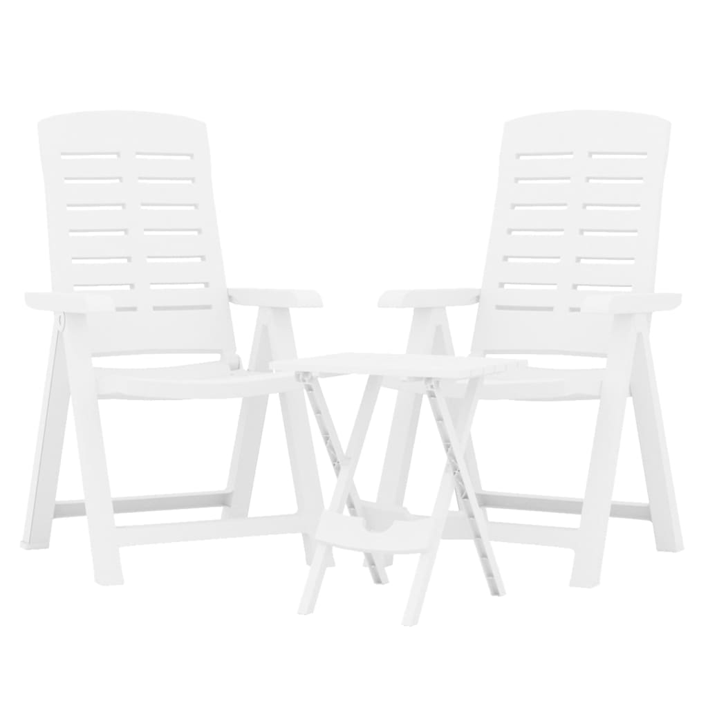 3 pcs conjunto de jantar para jardim polipropileno branco