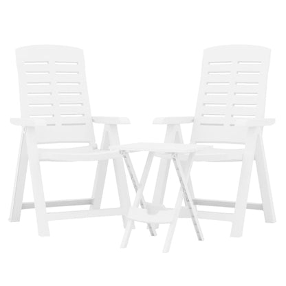 3 pcs conjunto de jantar para jardim polipropileno branco