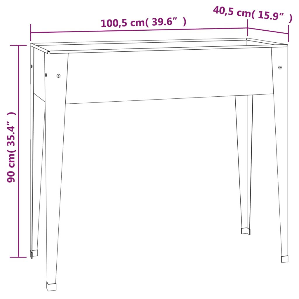 Vaso/floreira de jardim 100,5x40,5x90 cm aço galvanizado