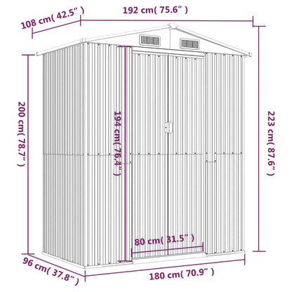 Abrigo de jardim 192x108x223 cm aço galvanizado verde