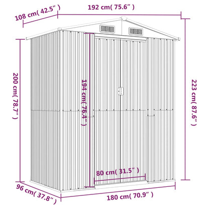 Abrigo de jardim 192x108x223 cm aço galvanizado Marrom