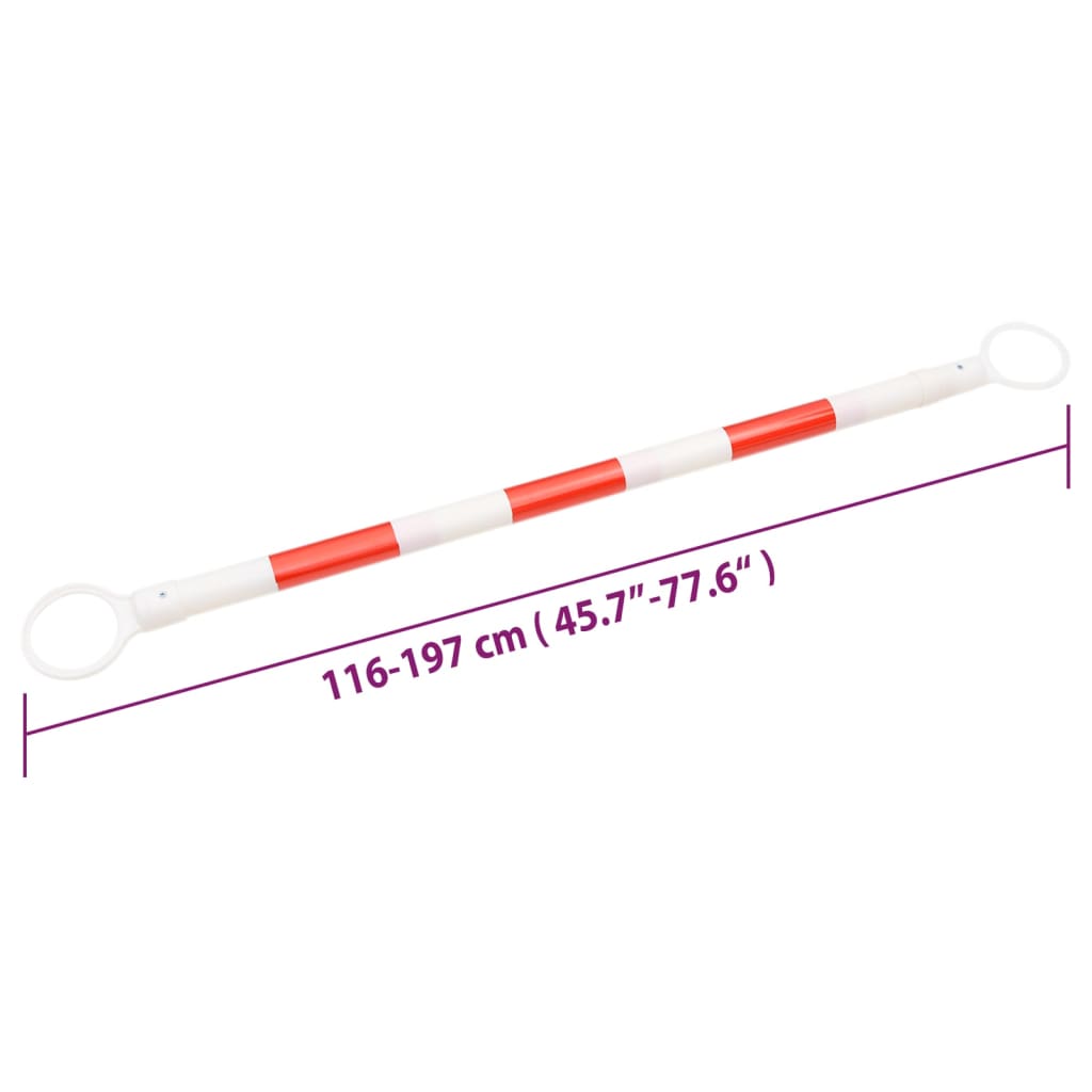 Barras retráteis para cones sinalização 10 pcs 116-197 cm ABS