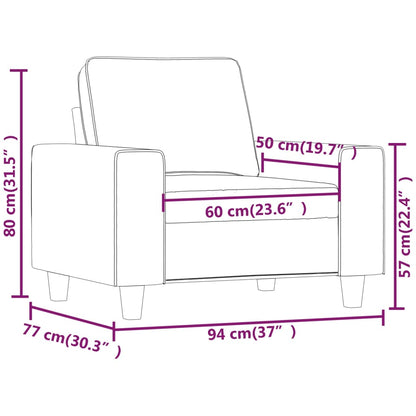 Poltrona tecido de microfibra 60 cm cinzento-claro