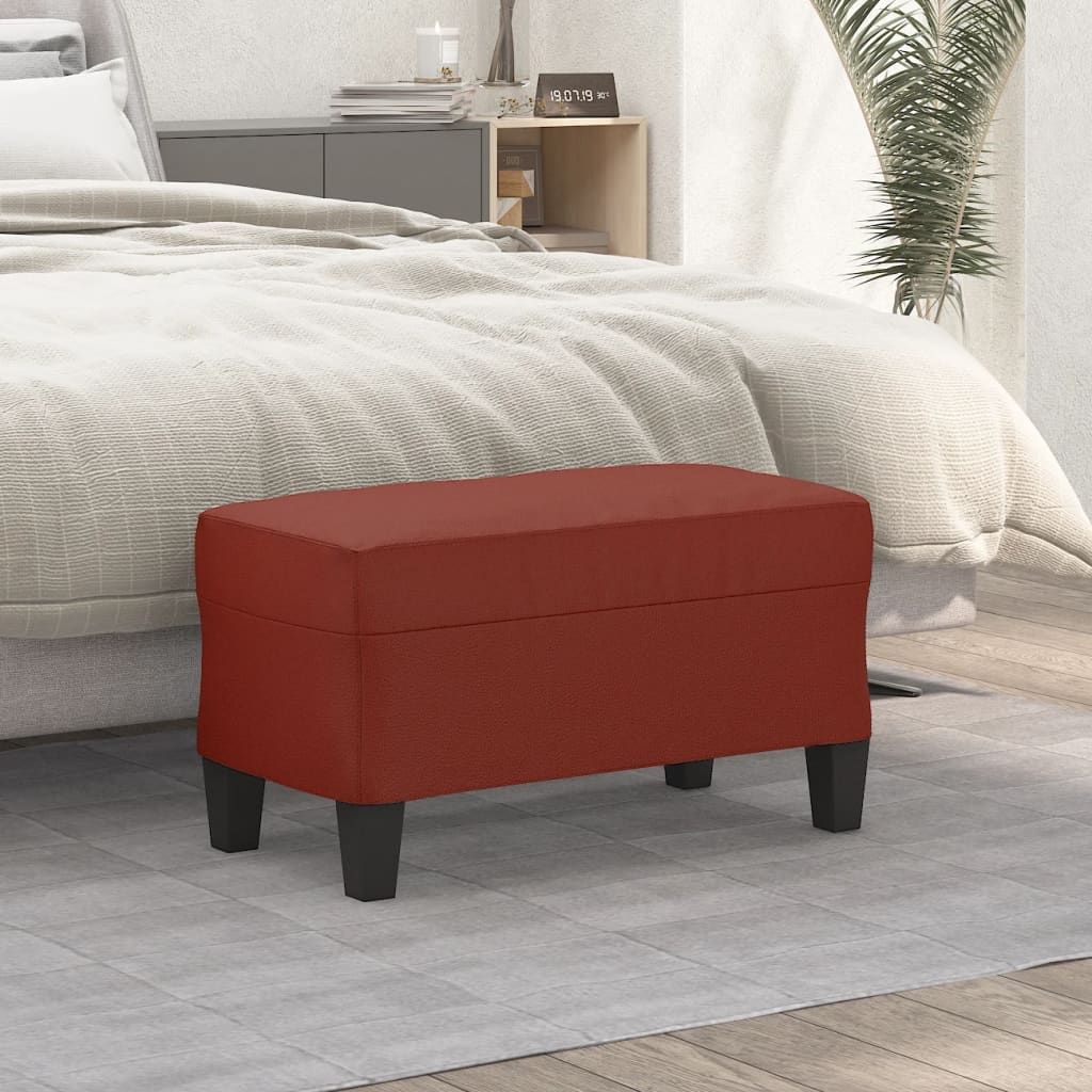 Banco 70x35x41 cm couro artificial vermelho tinto