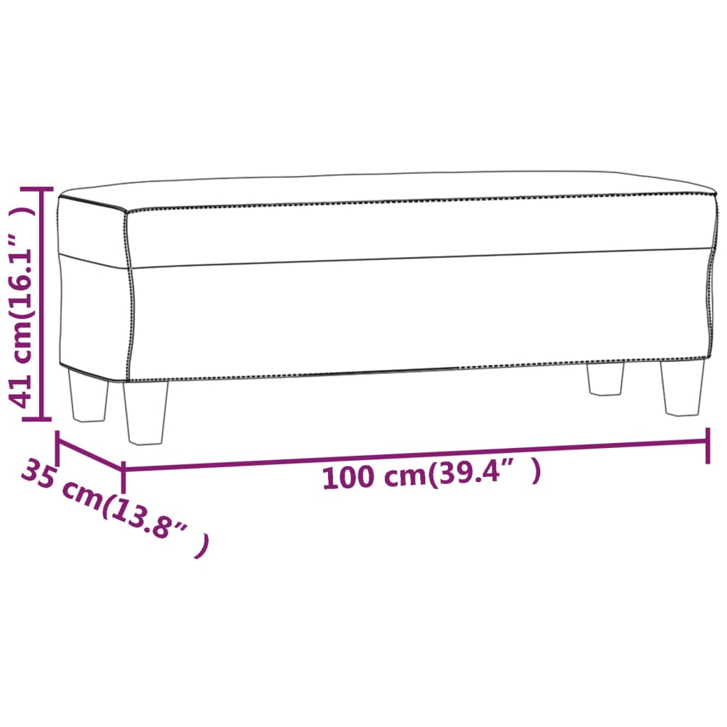 Banco 100x35x41 cm tecido de microfibra cinzento-claro