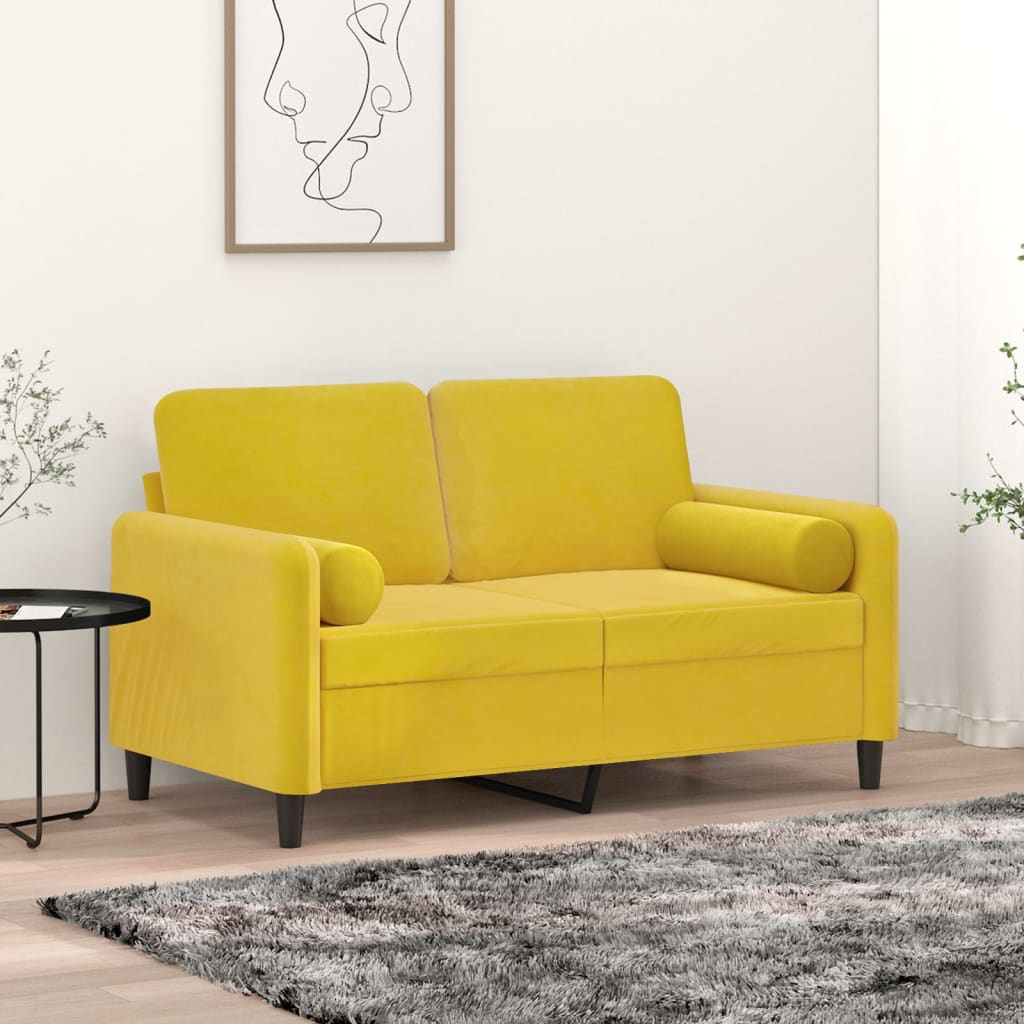 Almofadas decorativas 2 pcs Ø15x50 cm veludo amarelo