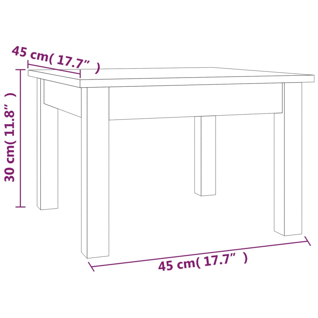 Mesa de centro 45x45x30 cm madeira de pinho maciça cinzento