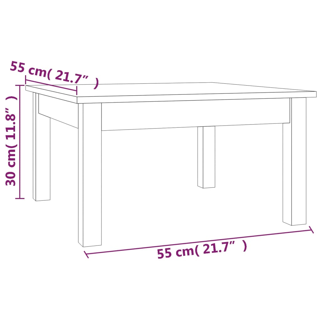 Mesa de centro 55x55x30 cm pinho maciço preto