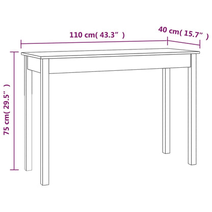 Consola de Entrada Quinn - 110 x 40 x 75 cm - Cor Branco - Madeira de Pinho Maciça - Design Rústico