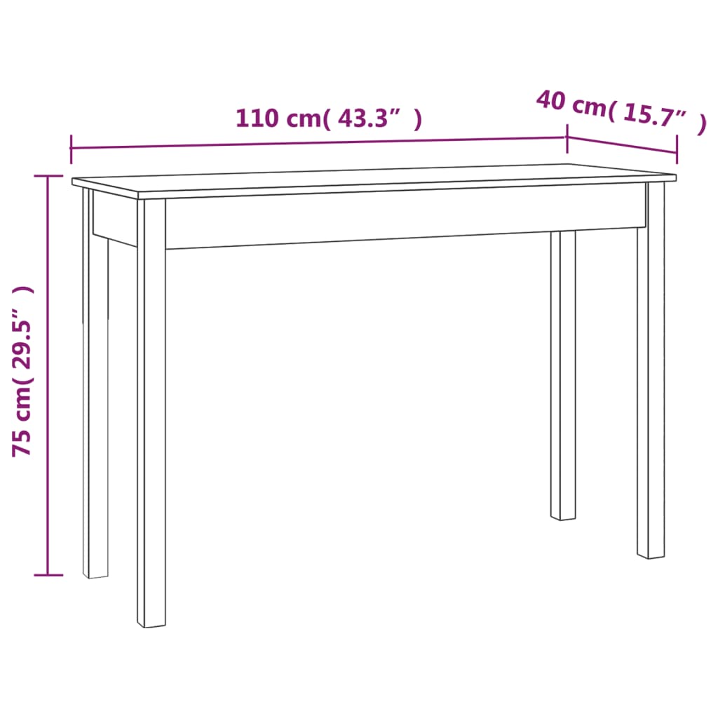 Consola de Entrada Quinn - 110 x 40 x 75 cm - Cor Cinzento - Madeira de Pinho Maciça - Design Rústico