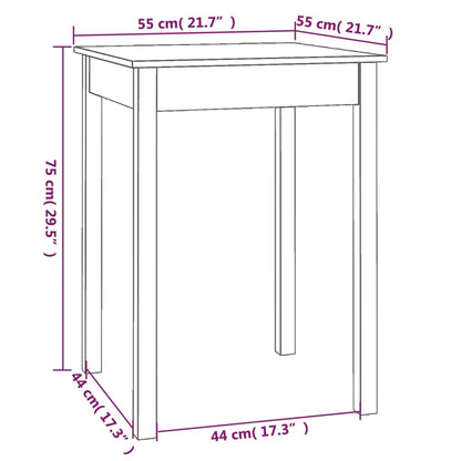 Mesa de jantar 55x55x75 cm madeira de pinho maciça